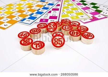 Colorful Card Game Background. Tombola Bingo Cards.