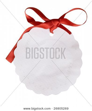 etichetta ovale bianco con fiocco rosso