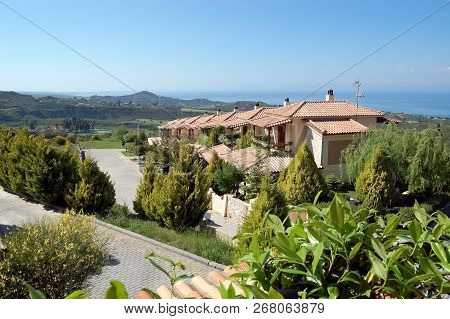 Paliouri, Greece - May 05, 2012: Panoramic Views Of The Scenic Mountainous Terrain, The Blue Sea And