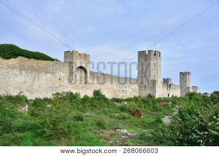View To Old City Wall At Visby In Gotland
