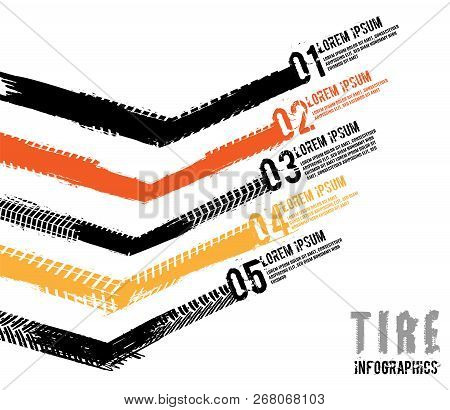 Automobile Tire Tracks Vector Illustration. Grunge Automotive Element Useful For Poster, Print, Flye
