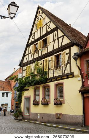 Selestat, France - September 08, 2010: A Beautiful Half-timbered House In Selestat. Selestat Is A Co