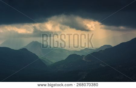 Majestic Sunlight Lays On A Mountain Hills. Mediterranean Region, Turkey, Lycia.