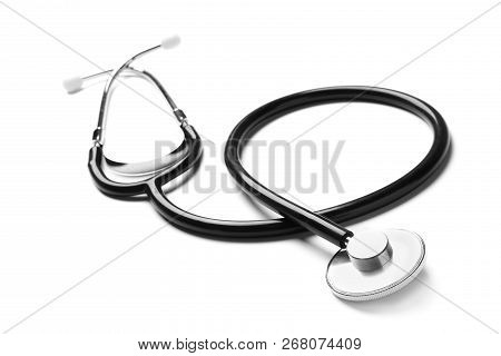 Stethoscope For Checking Pulse On White Background