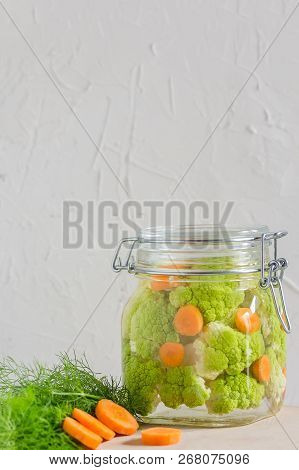 Home Made Cultured Vegetables In Jars Fermenting To Be Used As A Probiotic Food Vertical Photo With 