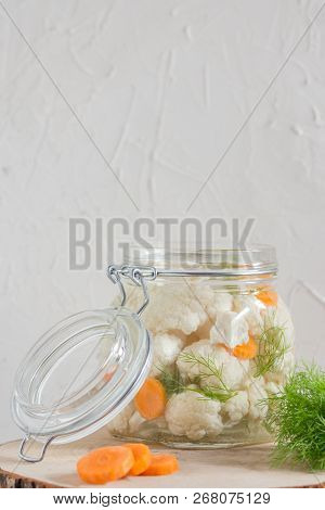 Home Made Cultured Vegetables In Jars Fermenting To Be Used As A Probiotic Food Vertical Photo With 
