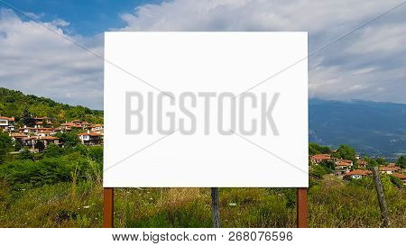 Blank Advertisement Billboard Sign Urban Public White Isolated Clipping Path Template Ad Banner Mock