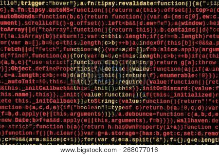 Montenegro Flag  Is Depicted On The Screen With The Program Code. The Concept Of Modern Technology A
