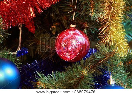 Image Of Toys On Green New Year Firtree