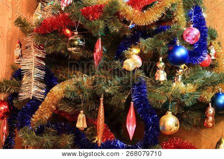 Image Of Toys On Green New Year Firtree