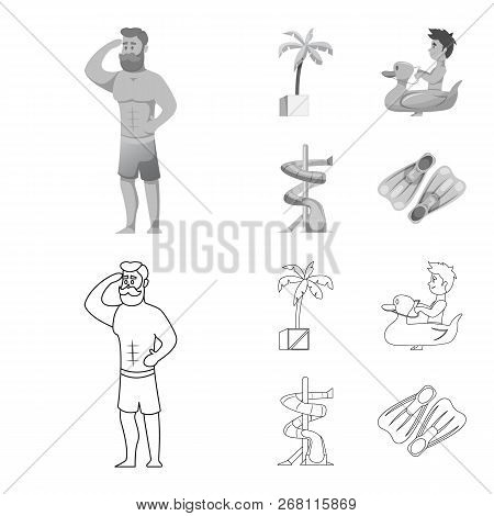 Vector Design Of Pool And Swimming Logo. Set Of Pool And Activity Stock Symbol For Web.