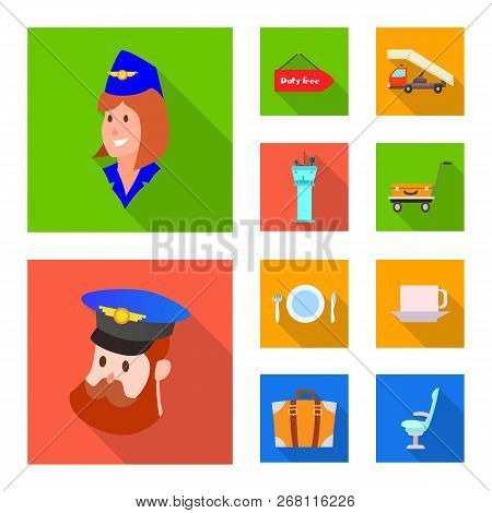 Vector Illustration Of Airport And Airplane Sign. Collection Of Airport And Plane Stock Vector Illus