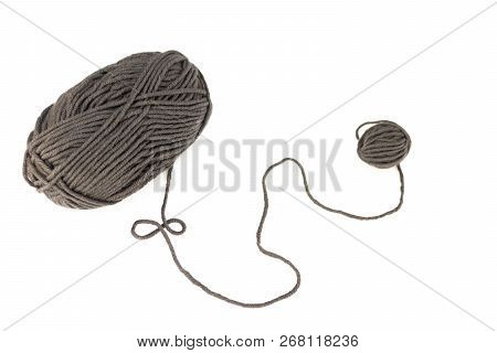 Skein Of Gray Wool Close Up Isolated On White Background