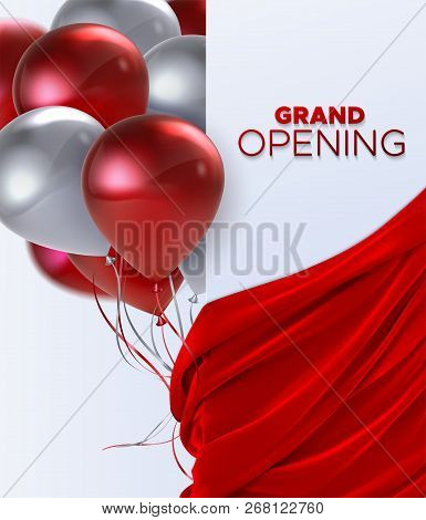 Grand Opening. Business Startup Open Ceremony. Vector Illustration. Marketing Event Label. Abstract 