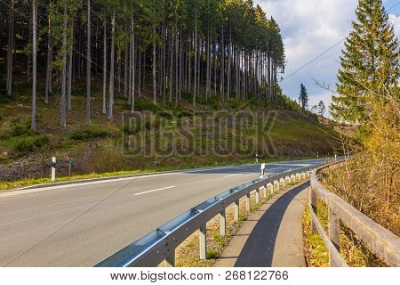 A Winding Road Through The Harz National Park, Lower Saxony, Ger