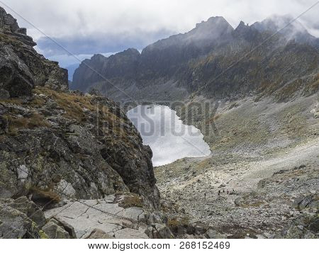 Beautiful Vysne Wahlenbergovo Pleso Mountain Lake In Furkotska Dolina View From Bystre Sedlo With St