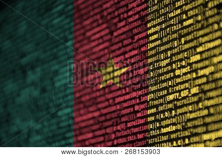 Cameroon Flag  Is Depicted On The Screen With The Program Code. The Concept Of Modern Technology And