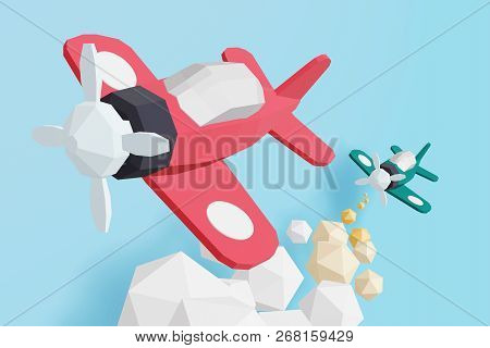 Paper Art Style Of Air Fighter Gunship Combat, Easy To Use By Print Your Own Logo, Images, And Text,