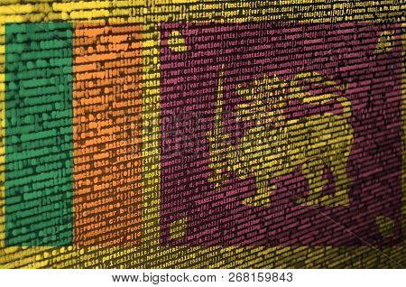 Sri Lanka Flag  Is Depicted On The Screen With The Program Code. The Concept Of Modern Technology An