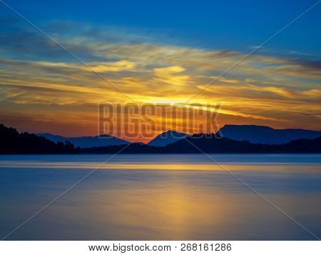 Sunrise on the bay of Nidri in Lefkas Ionian  island Greece