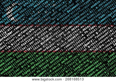 Uzbekistan Flag  Is Depicted On The Screen With The Program Code. The Concept Of Modern Technology A