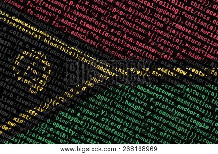Vanuatu Flag  Is Depicted On The Screen With The Program Code. The Concept Of Modern Technology And 
