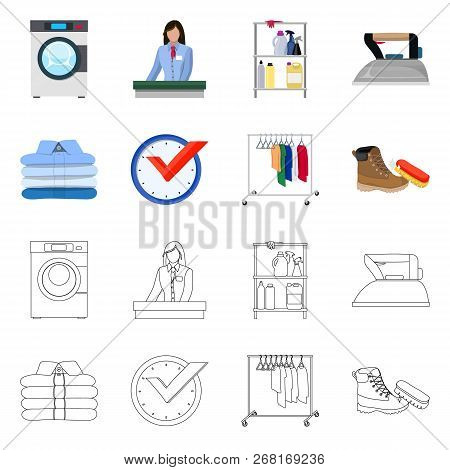 Vector Design Of Laundry And Clean Icon. Set Of Laundry And Clothes Vector Icon For Stock.