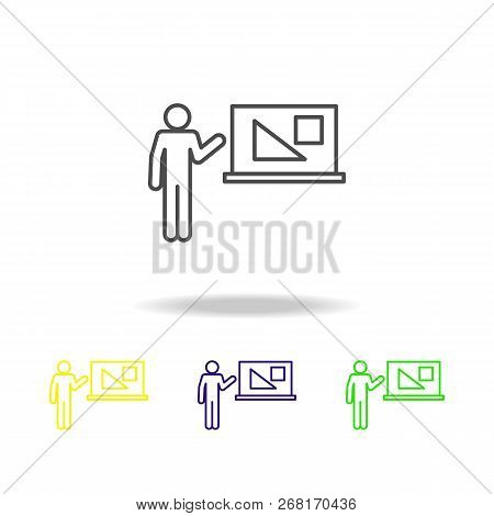 Geometry Teacher Multicolored Icons. Education Symbol Sign Pictogram Can Be Used For Web, Logo, Mobi