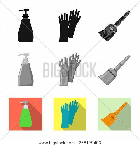 Vector Design Of Cleaning And Service Icon. Set Of Cleaning And Household Vector Icon For Stock.
