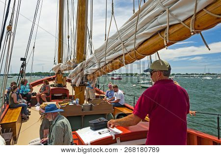 Salem, Ma Usa - June 11, 2017: Taking A Sail Around Salem Harbor. A Great Option For A Visit To Sale