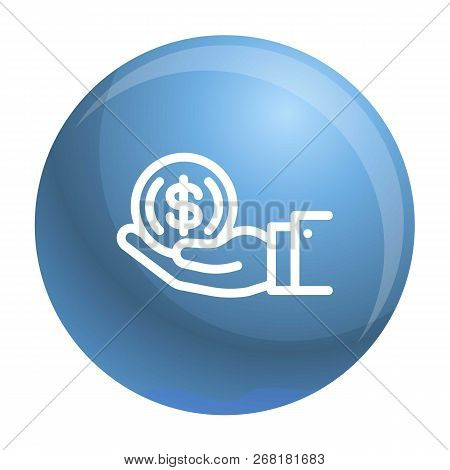 Coin In Hand Icon. Outline Coin In Hand Vector Icon For Web Design Isolated On White Background
