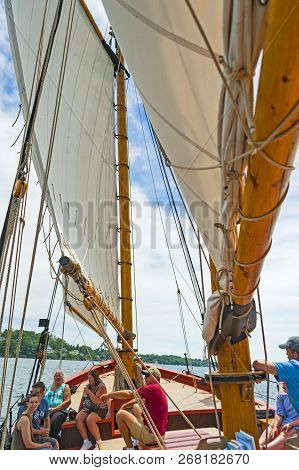Salem, Ma Usa - June 11, 2017: Taking A Sail Around Salem Harbor. A Great Option For A Visit To Sale
