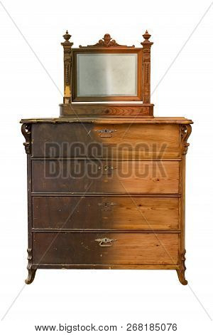 Antique Chest Of Drawers Before And After Restoration, In A Single Photo