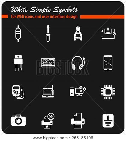 Electronics Repair Web Icons For User Interface Design