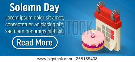 Solemn Day Concept Banner. Isometric Banner Of Solemn Day Vector Concept For Web, Giftcard And Postc