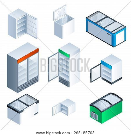 Freezer Icon Set. Isometric Set Of Freezer Vector Icons For Web Design Isolated On White Background