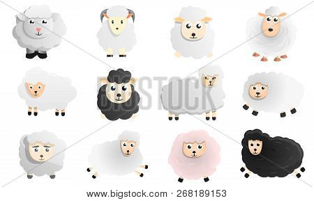 Sheep Icon Set. Cartoon Set Of Sheep Vector Icons For Web Design