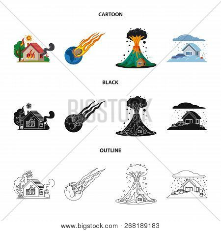 Vector Design Of Natural And Disaster Symbol. Collection Of Natural And Risk Vector Icon For Stock.