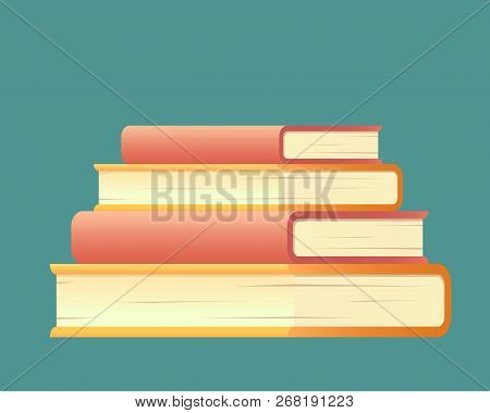 Stack Of Books. Learning Literature To Gain Knowledge And Experience. Vector In Flat Style.