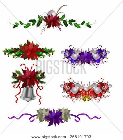 Christmas Decoration Collection Isolated On White Vector
