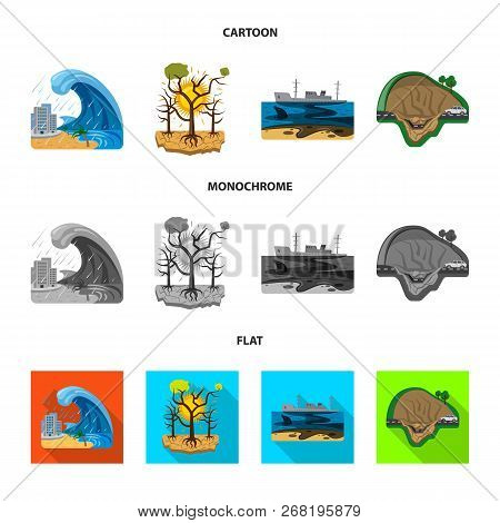 Vector Design Of Natural And Disaster Icon. Collection Of Natural And Risk Vector Icon For Stock.
