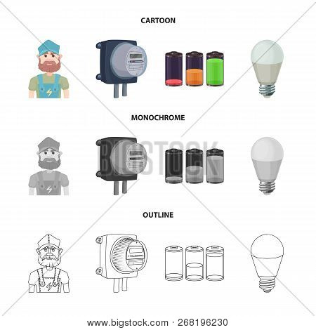 Vector Illustration Of Electricity And Electric Symbol. Collection Of Electricity And Energy Stock V