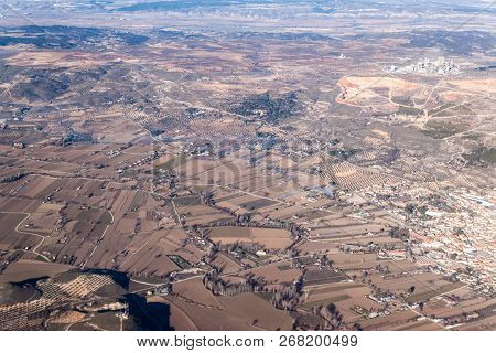 Aerial View Of Morata De Tajuna Town And Surrounding Landscape, Spain