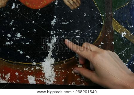 Restoration: Close Up. Conservation Of Paintings. Conservation Of Sculptures