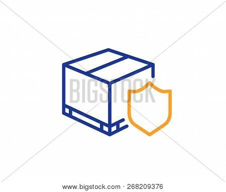 Delivery Insurance Line Icon. Parcels Tracking Sign. Shipping Box Symbol. Colorful Outline Concept. 