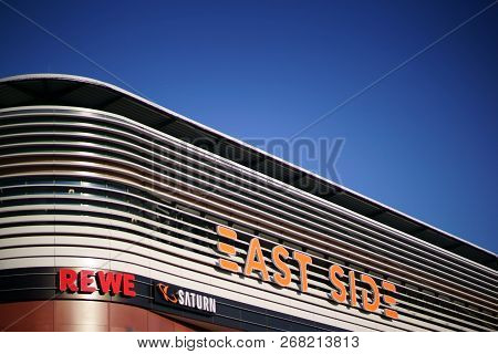 Berlin, Germany - November 06, 2018: The Modern Exterior Facade And Roof Edge Of The Newly Built Eas