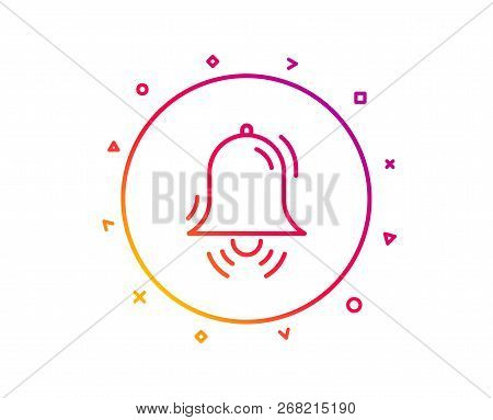 Clock Bell Line Icon. Alarm Sign. Gradient Pattern Line Button. Clock Bell Icon Design. Geometric Sh