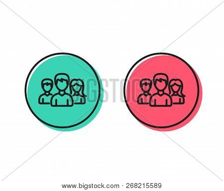 Group Line Icon. Users Or Teamwork Sign. Male And Female Person Silhouette Symbol. Positive And Nega