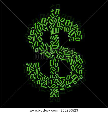 Abstract Sign Dollar From Binary Code. Vector
