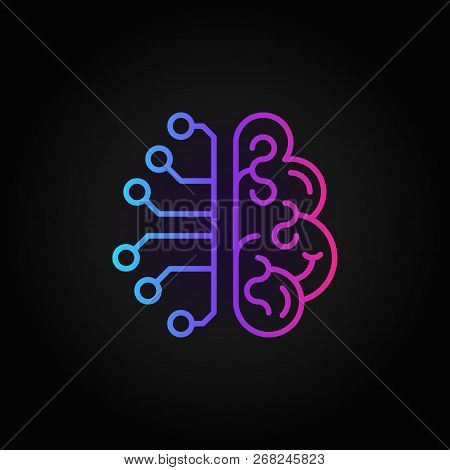 Cyberbrain Creative Outline Icon - Vector Artificial Intelligence Brain Concept Thin Line Symbol On 